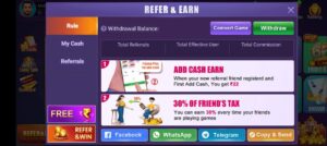 Earn money by share and win in Rummy A1