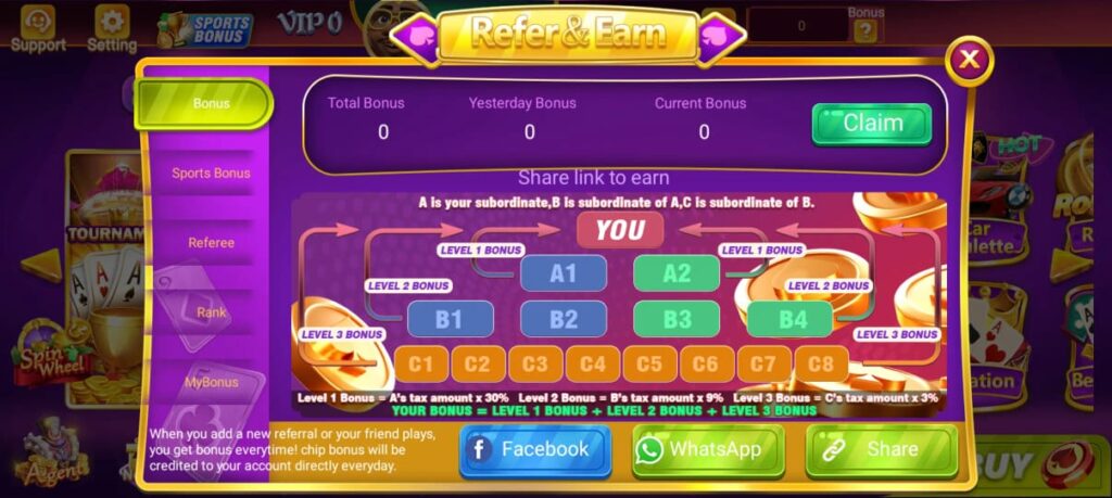 Earn money by share  Teen Patti Live.